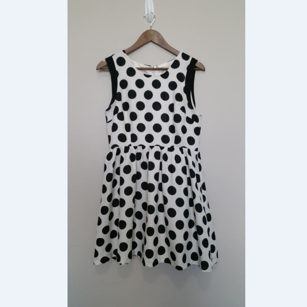 Pink Sophie Dress Black White Polka Dot Size Large
